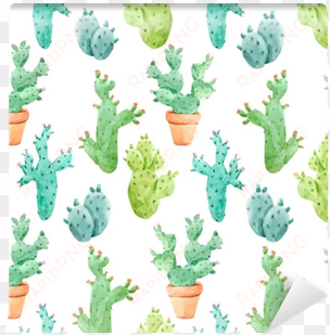 watercolor cactus vector pattern wall mural • pixers® - kaktus tapetti