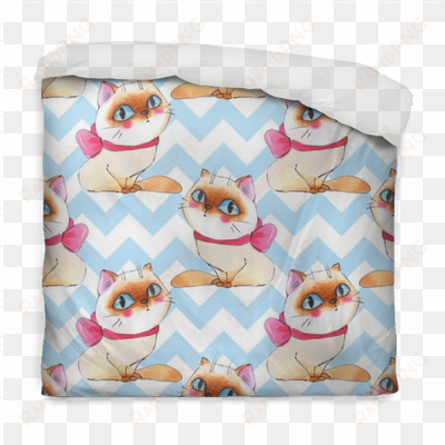 watercolor cartoon cats, seamless pattern 7 duvet cover - pattern