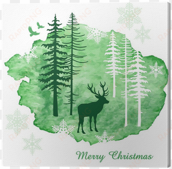 watercolor christmas card, vector canvas print • pixers® - watercolor painting