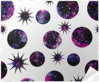 watercolor circles, stars and galaxy seamless pattern - watercolor painting