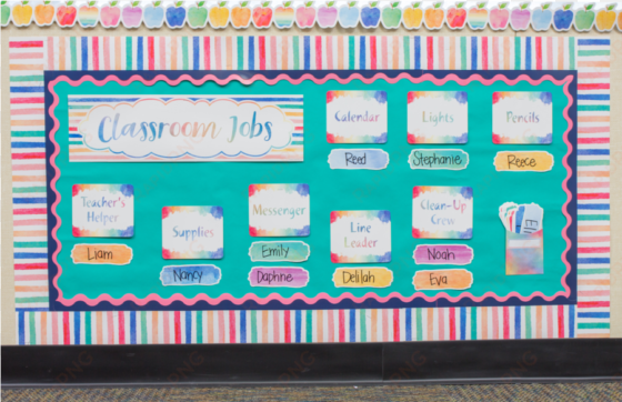 watercolor classroom jobs mini bulletin board alternate - watercolor bulletin board