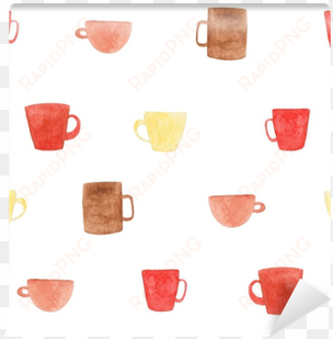 watercolor coffee mugs pattern - illustration