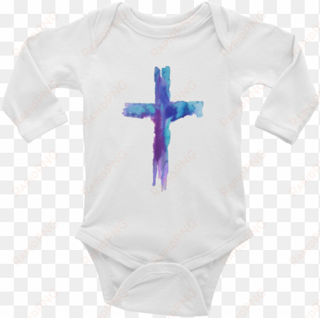 watercolor cross infant long sleeve bodysuit - new flower girl floral long sleeve onesie petal pusher