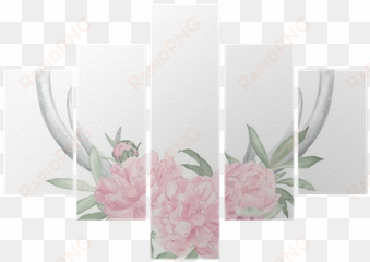 watercolor deer antlers and flowers pentaptych • pixers® - veil