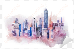 watercolor drawing cityscape big city downtown, aquarelle - ciudad en acuarela