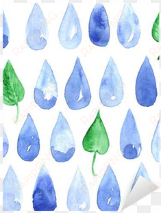 watercolor drops and fresh leaves on white background - white
