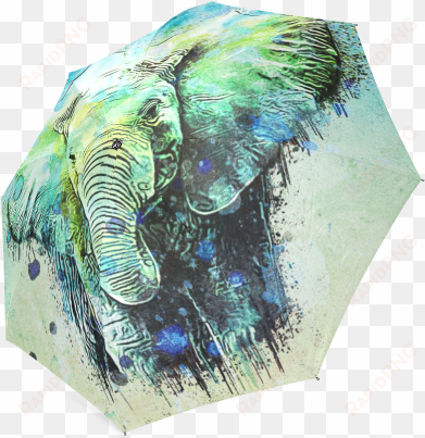 watercolor elephant foldable umbrella - watercolor elephant watercolor elephant oval ornament