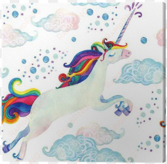 watercolor fairy tale seamless pattern with flying - acuarela unicornios