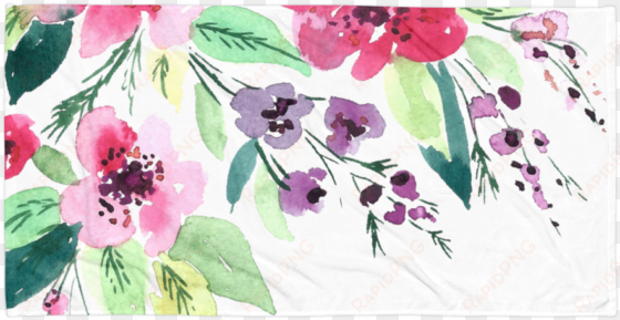 watercolor floral towel - watercolor flowers