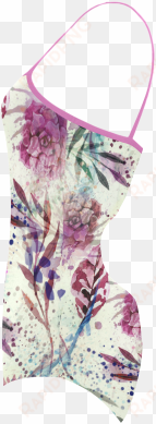 Watercolor Flowers Strap Swimsuit - Bikini transparent png image