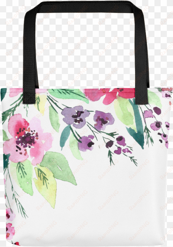 watercolor flowers tote bag - canvas print