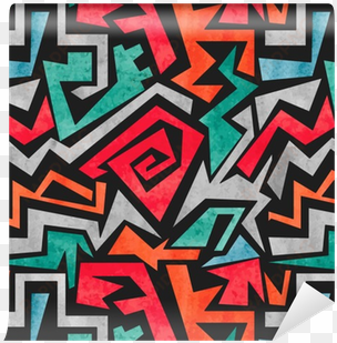 watercolor graffiti seamless pattern - watercolor geometric abstract background
