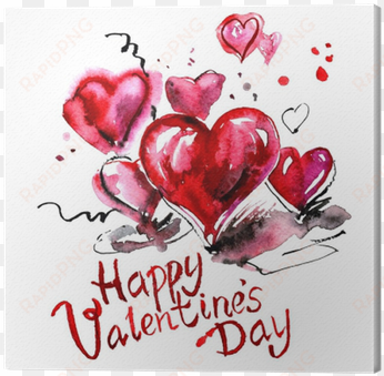 watercolor hand painted background with hearts - valentine's day