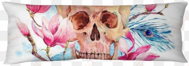 watercolor human skull and pink flowers magnolia body - beddinginn blooming flower on skull print 3d 4pcs bedding