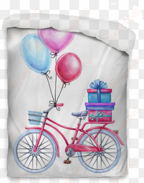 watercolor illustration, bicycle, balloons, gift boxes, - balloons with bike clipart