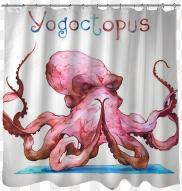 watercolor illustration of a meditation octopus shower - wallpaper