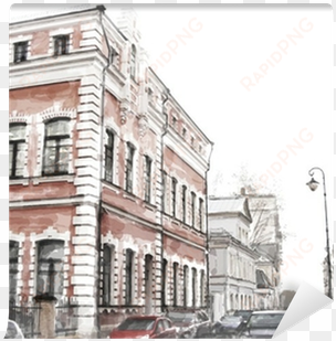 watercolor illustration of city scape wall mural • - gorodskaya sreda i sredovaya identichnost'