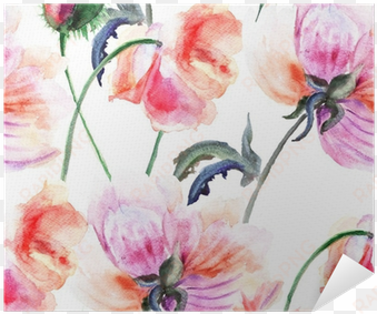watercolor illustration of stylized peony flower poster - watercolor painting