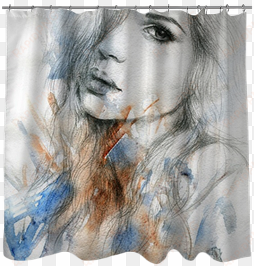watercolor illustration shower curtain • pixers® • - art print: ismagilova's beautiful woman. watercolor