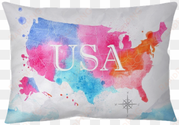 watercolor map united states pink blue pillow cover - art print: anna42f's ink united states map, 61x46cm.