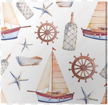 watercolor marine seamless pattern - boat