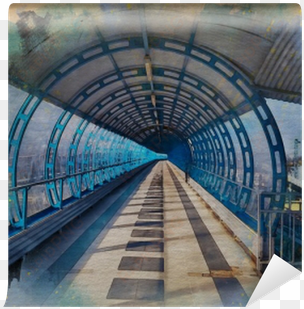 Watercolor Pattern Of A Blue Metal Bridge Tunnel Colorful - Balsa Wood Bridge transparent png image