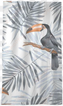 watercolor seamless pattern 2 sheer window curtain - graues toucan | addieren ihren namen klemmbrett