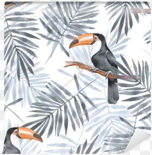 watercolor seamless pattern 2 wall mural • pixers® - zazzle grey toucan | add your name tri-fold wallets