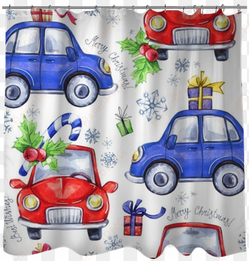 watercolor seamless pattern with cartoon holidays cars - photograph