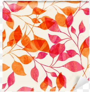 watercolor seamless pattern with pink and orange autumn - orange leaves pattern