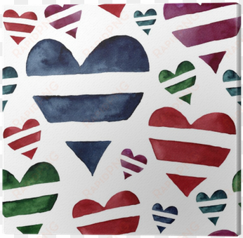 watercolor seamless pattern with striped hearts - design