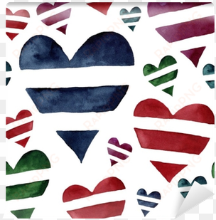 watercolor seamless pattern with striped hearts - symbol