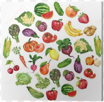 watercolor set with fruits and vegetables canvas print - 野菜ソムリエ公式ガイドブック [書籍]