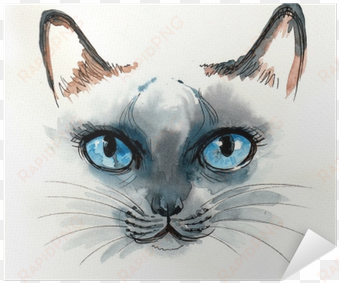 watercolor sketch of a blue eyed cat poster • pixers® - peinture geometrique d un chat