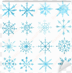 watercolor snowflackes set on white background - watercolor painting