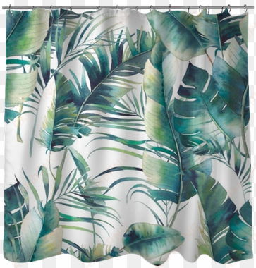 watercolor texture with green branches on white background - bed skirt