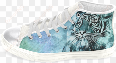 watercolor tiger women's classic high top canvas shoes - geometric aquila high top canvas men's shoes (model017)