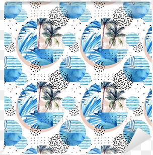 watercolor tropical floral geometric shapes seamless - photograph