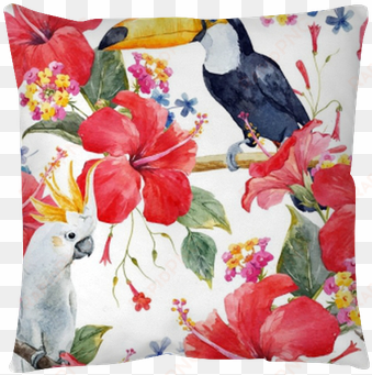 watercolor tropical floral vector pattern throw pillow - acquerello tropicale vettore ramage vettore