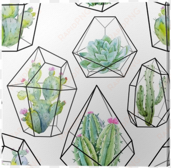 watercolor vector cactus pattern canvas print • pixers® - cactus pattern