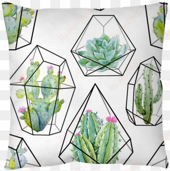 watercolor vector cactus pattern floor pillow • pixers® - succulent garden watercolor terrarium