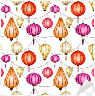 watercolor vector seamless chinese pattern sticker - watercolor painting