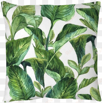 watercolor with tropical leaves throw pillow • pixers® - tropical leaves wallpaper watercolour