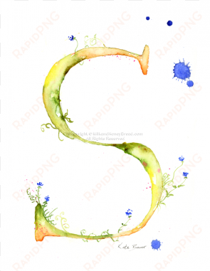 watercolour monogram letter s