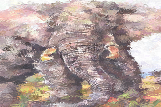 watercolour painting bull elephant blurred - indian elephant