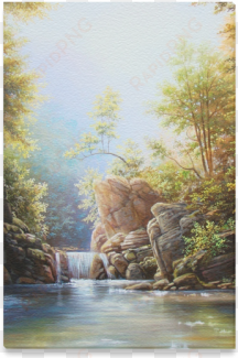 waterfall painting acrylic beautiful natural scen canvas - waterfall