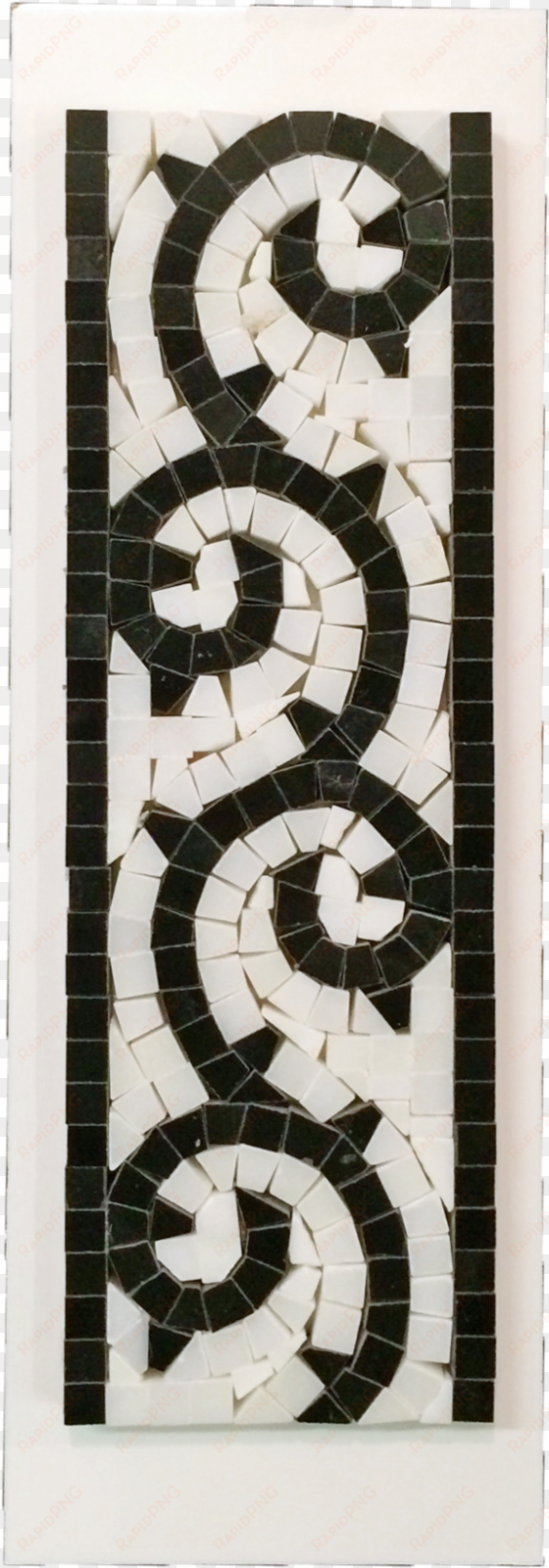 wave border black and white polished - tile