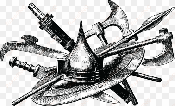 weapon firearm drawing gun battle axe - pile of medieval weapons