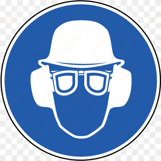 Wear Hard Hat, Eye & Ear Protection Label - Gehoorbescherming Verplicht transparent png image