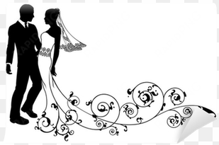 Wedding Couple Bride And Groom Silhouette Wall Mural - Silhouette Clip Art transparent png image